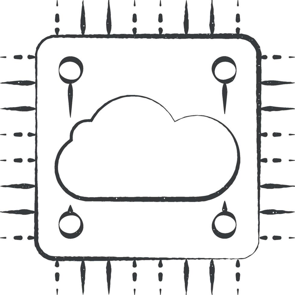 CPU gros Les données icône vecteur illustration dans timbre style