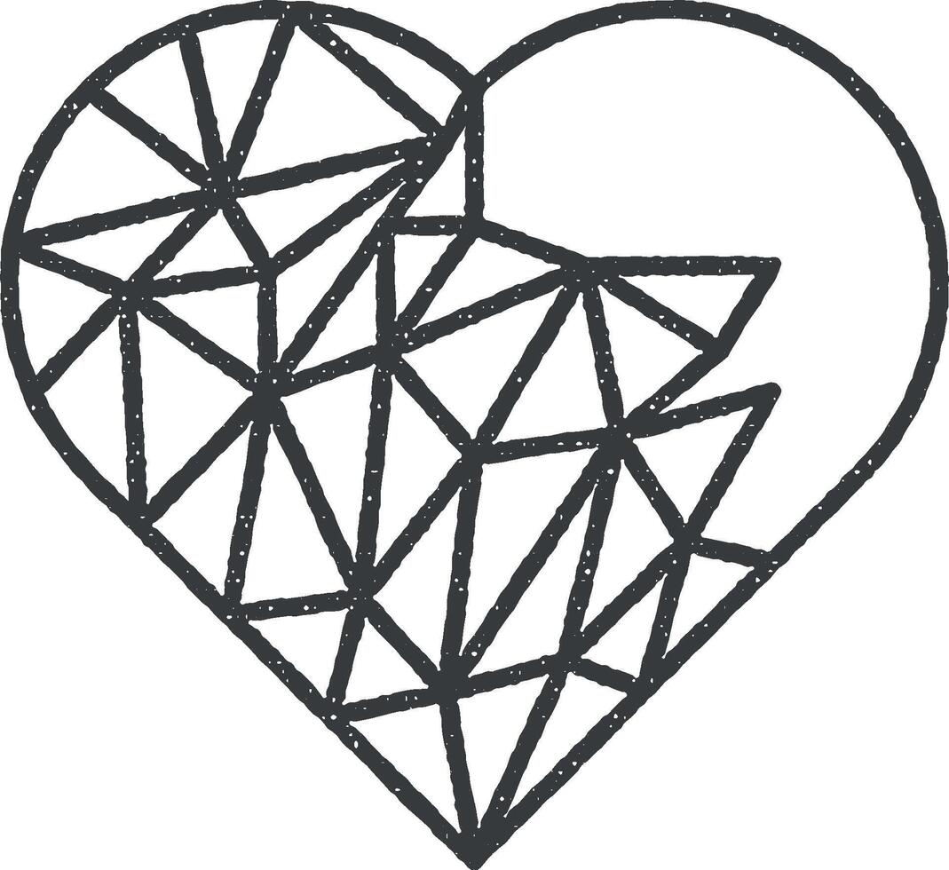 cœur contour icône vecteur illustration dans timbre style