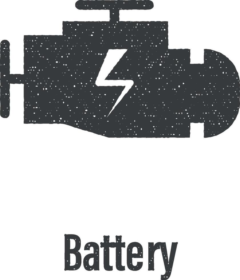 batterie icône vecteur illustration dans timbre style