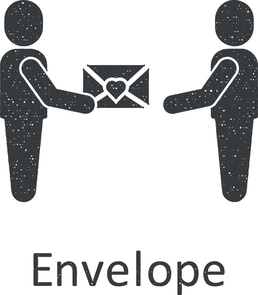 amitié, enveloppe icône vecteur illustration dans timbre style