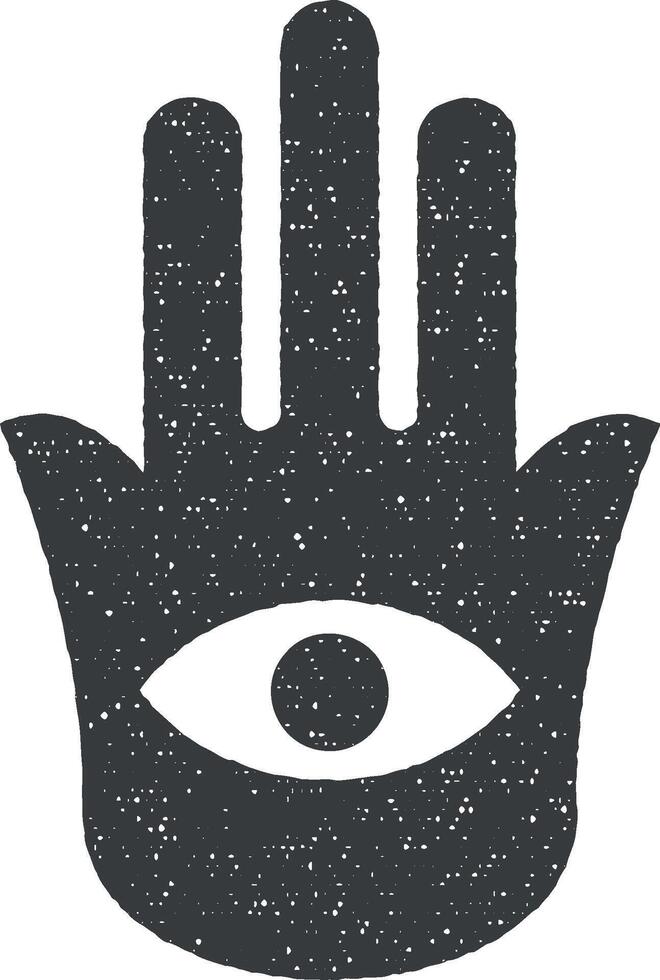 Hamsa icône vecteur illustration dans timbre style