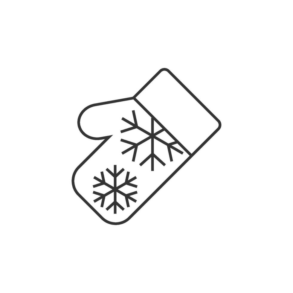 hiver gants icône dans mince contour style vecteur