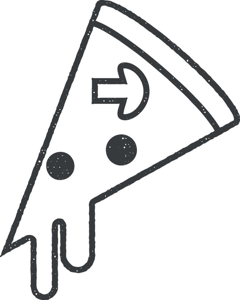 pièce de Pizza icône vecteur illustration dans timbre style
