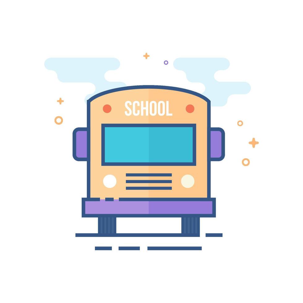 école autobus icône plat Couleur style vecteur illustration
