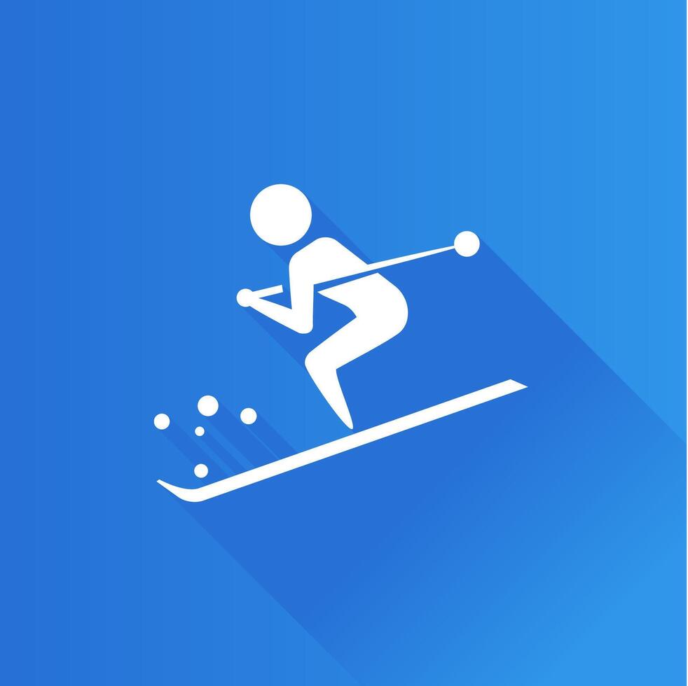 ski plat Couleur icône longue ombre vecteur illustration