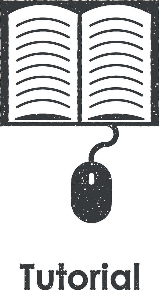 souris, livre Didacticiel, e-book vecteur icône illustration avec timbre effet