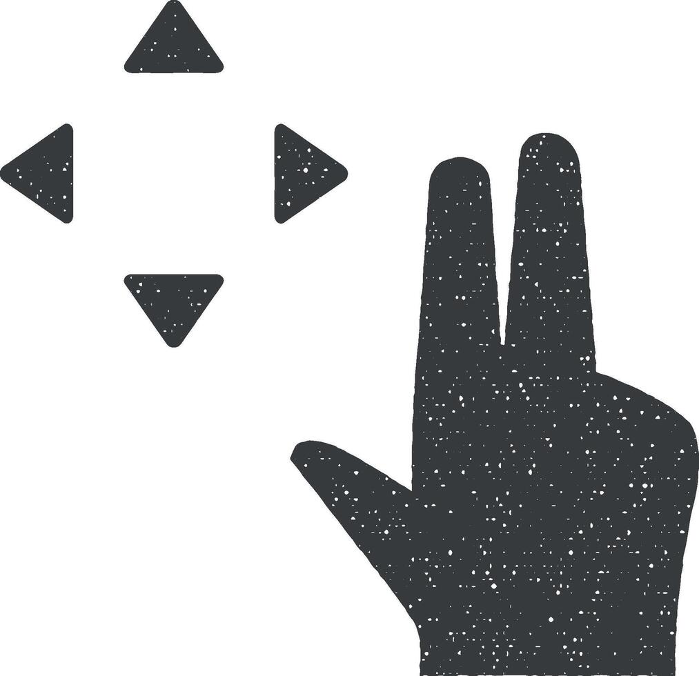 main, des doigts, geste, déplacer, tourner vecteur icône illustration avec timbre effet