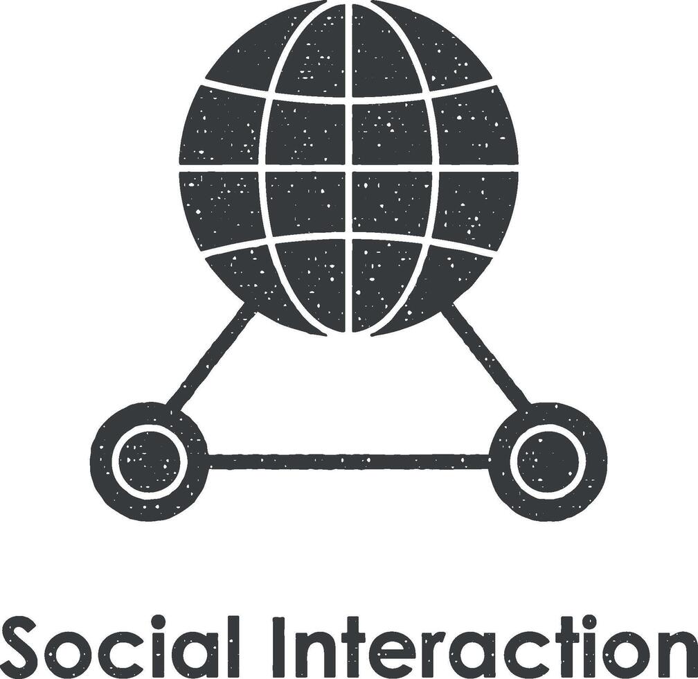 monde, mondial, social interaction vecteur icône illustration avec timbre effet