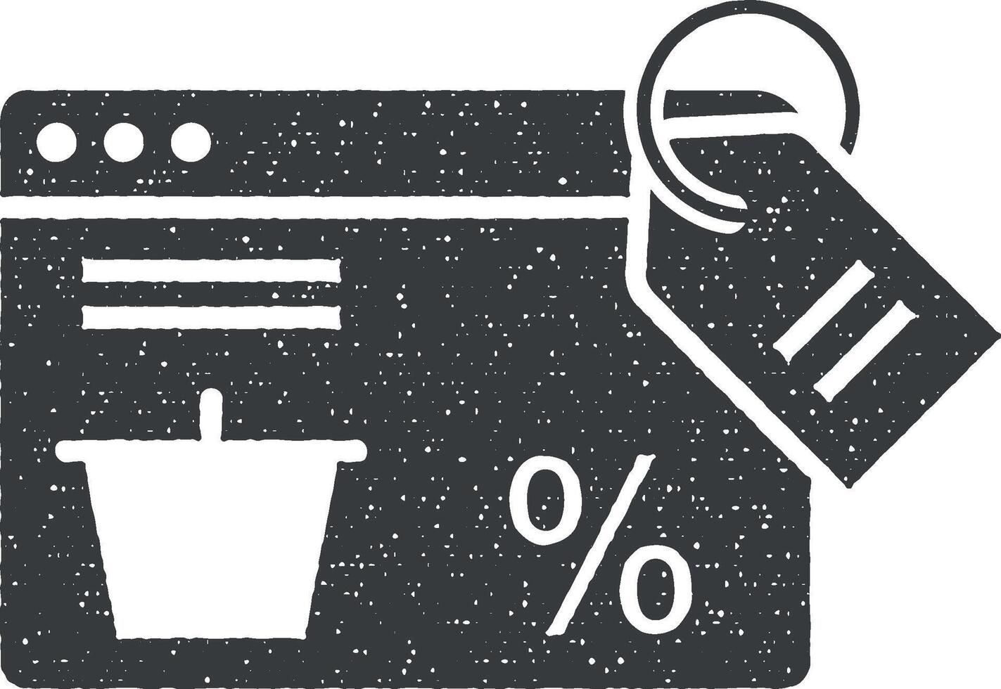 commerce électronique, navigateur vecteur icône illustration avec timbre effet