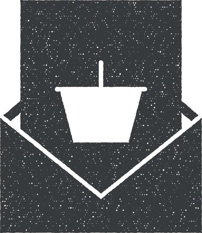 commerce électronique, annonce, lettre vecteur icône illustration avec timbre effet
