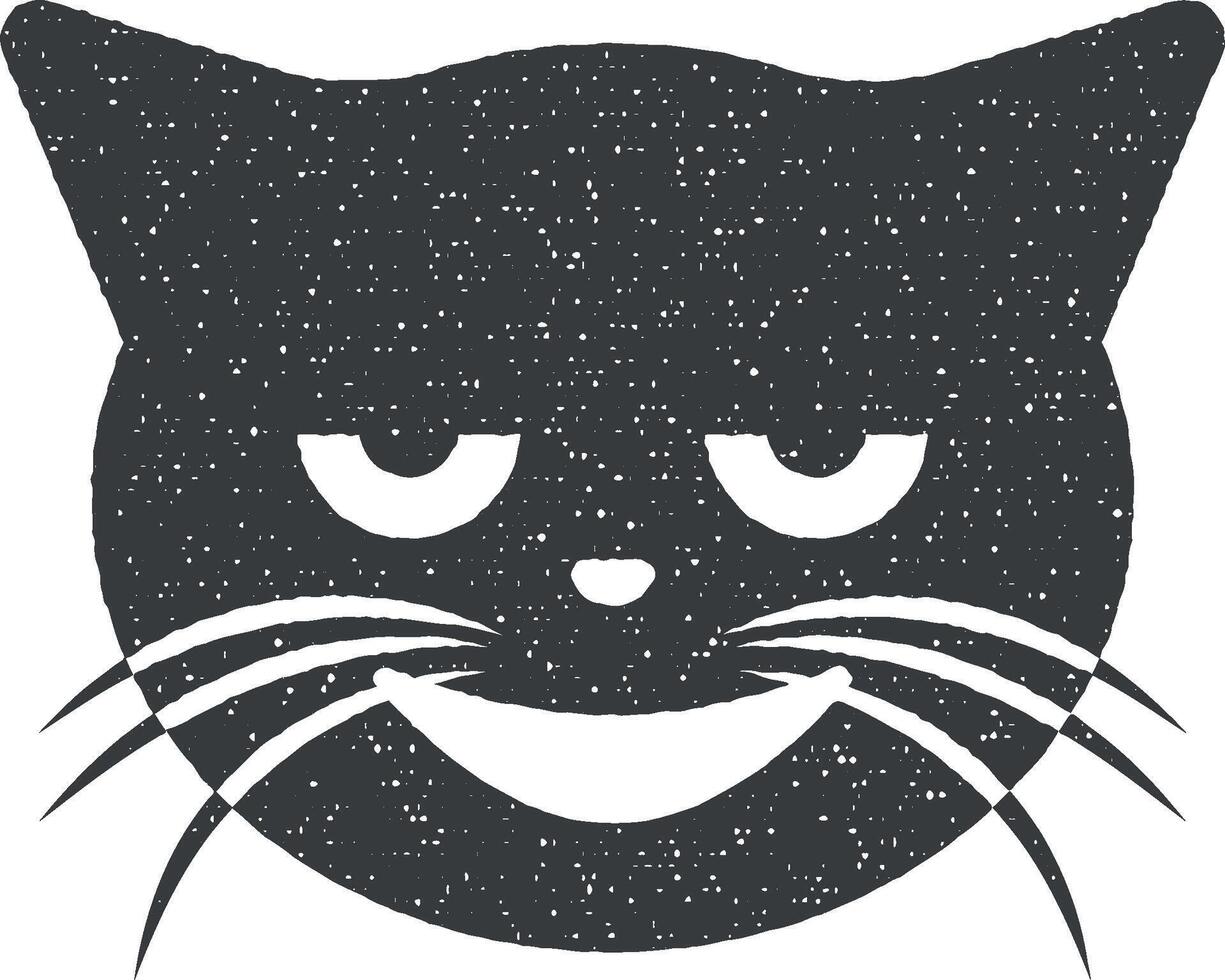 Ordinaire souriant lutin chat vecteur icône illustration avec timbre effet