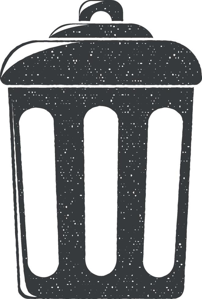 poubelle boîte vecteur icône illustration avec timbre effet