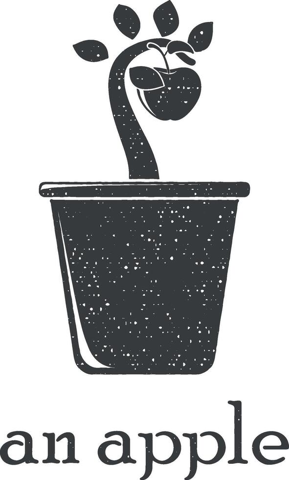 un Pomme arbre dans pot vecteur icône illustration avec timbre effet
