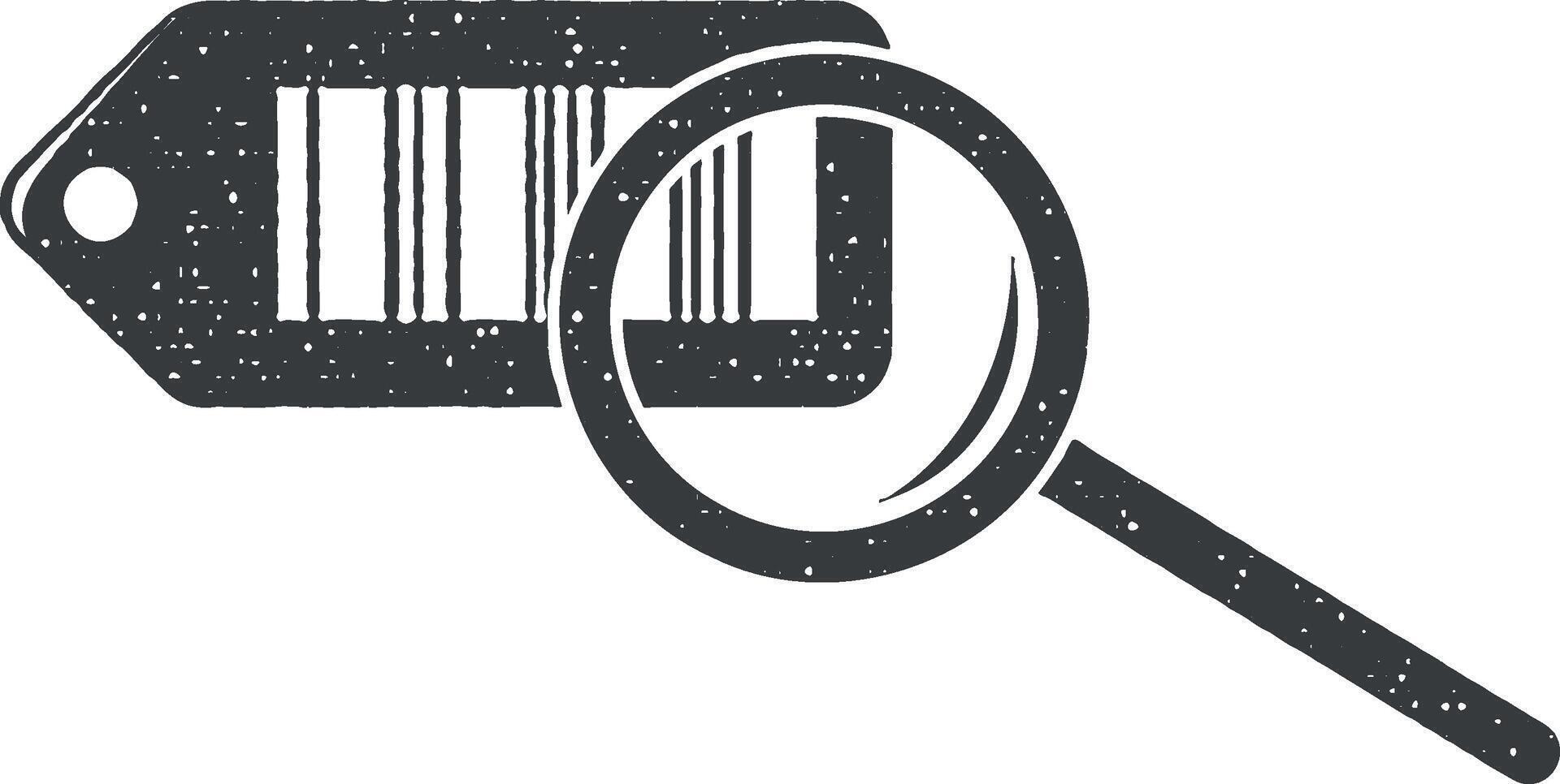 bar code étiquette et grossissant verre vecteur icône illustration avec timbre effet