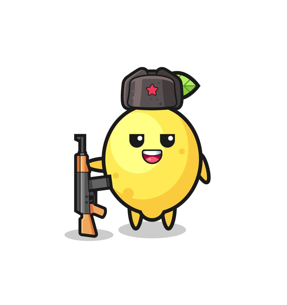 dessin animé mignon de citron comme armée russe vecteur