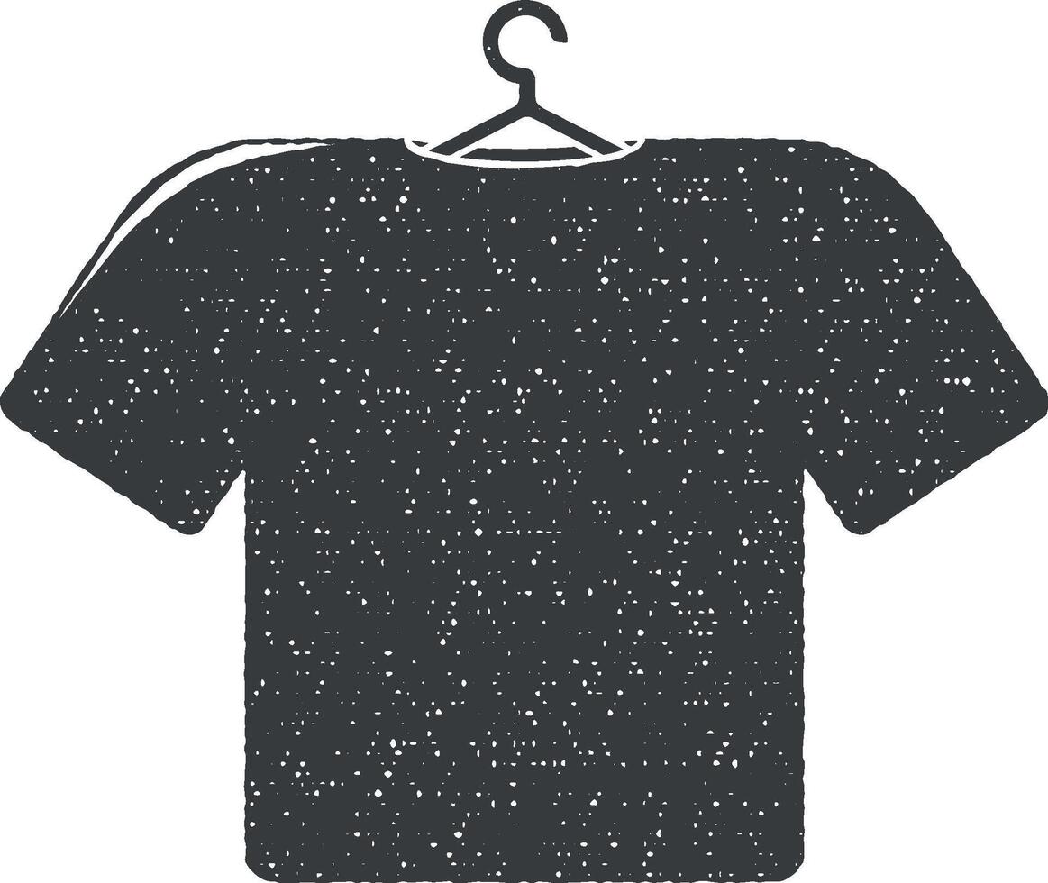 T-shirt sur le cintre vecteur icône illustration avec timbre effet