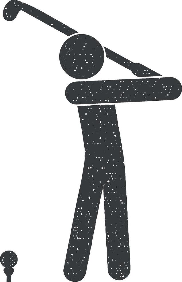 le golf joueur vecteur icône illustration avec timbre effet