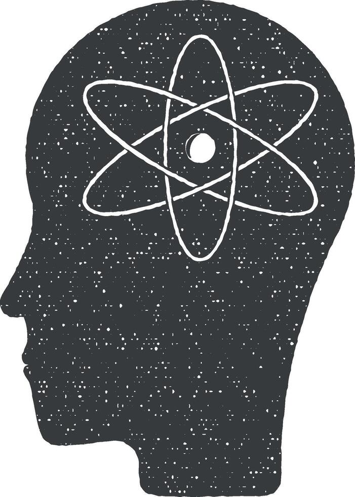 des atomes dans le tête vecteur icône illustration avec timbre effet