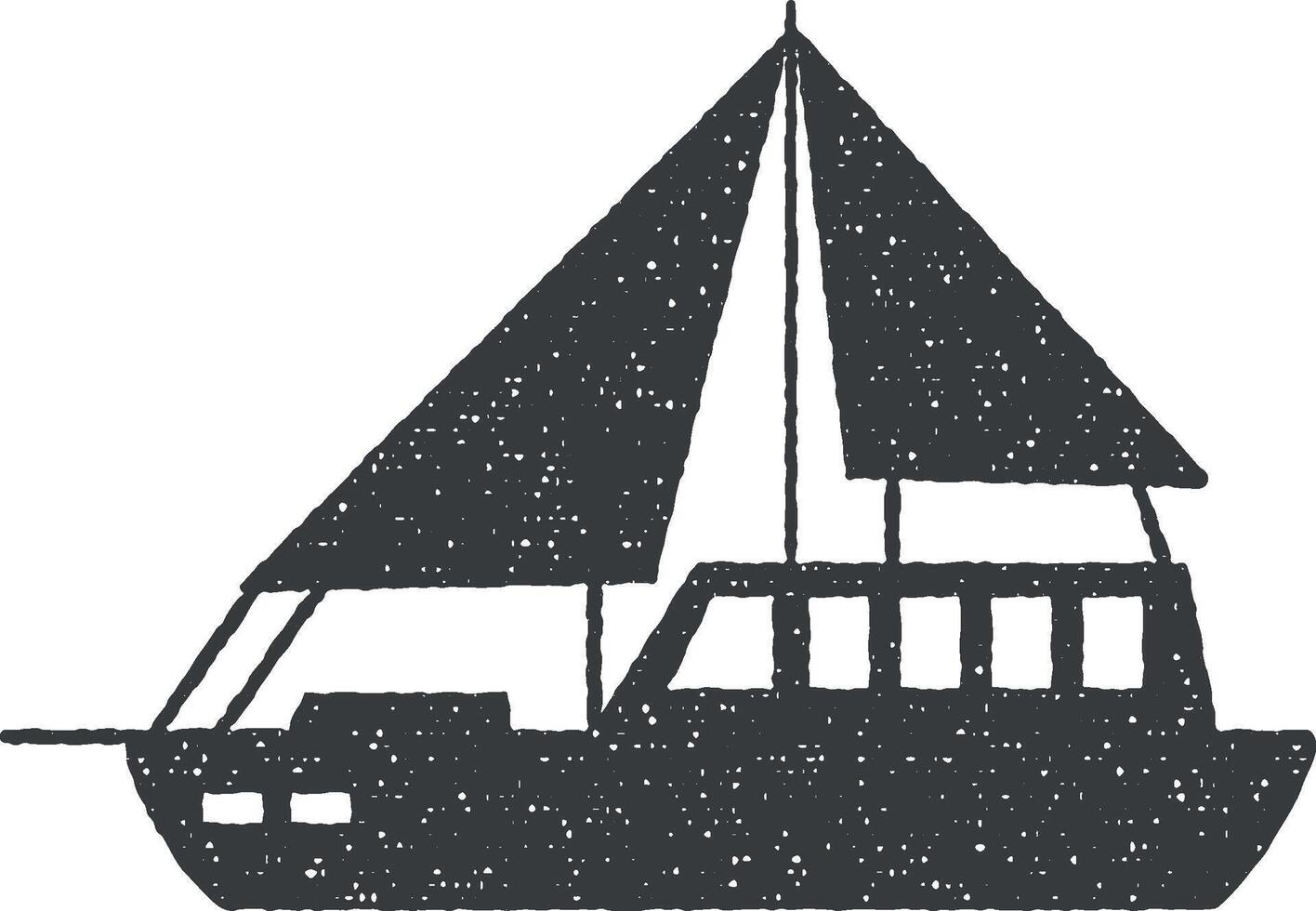 l'eau transport, voile navire vecteur icône illustration avec timbre effet