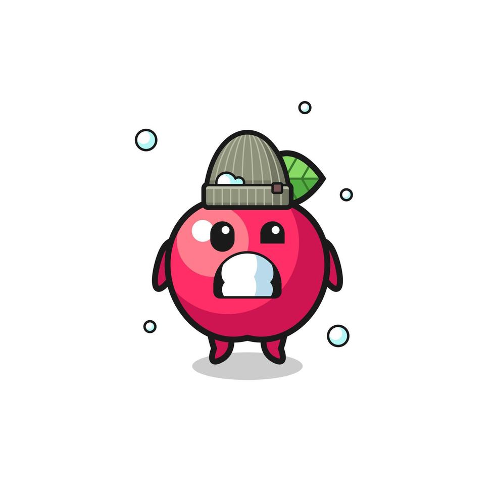 pomme de dessin animé mignon avec une expression frissonnante vecteur