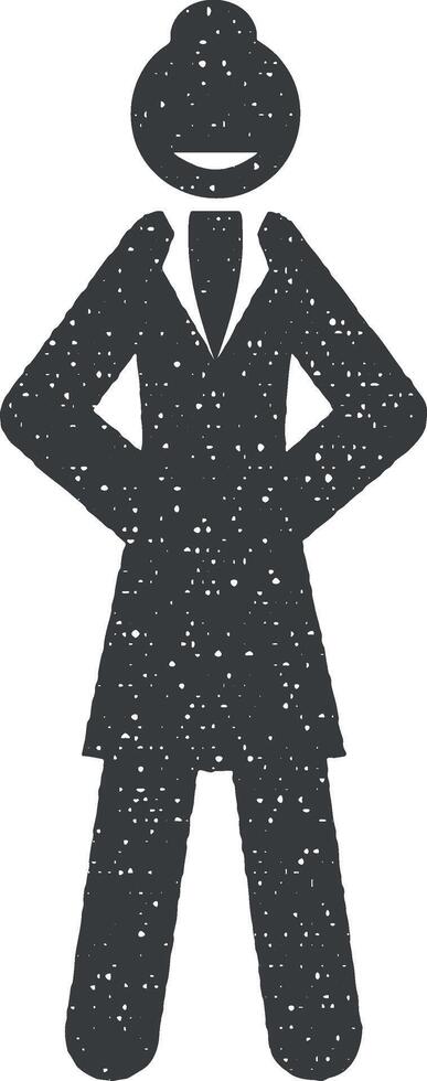 femme d'affaires, fort icône vecteur illustration dans timbre style