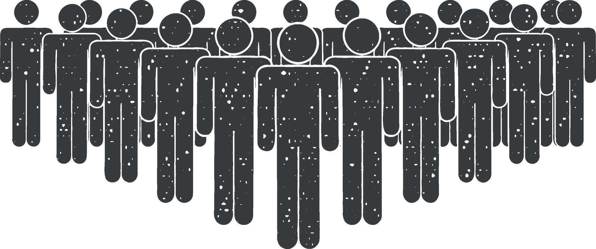 personnes, groupe icône vecteur illustration dans timbre style