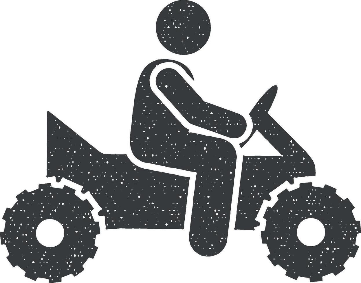 homme Cyclisme moto véhicule icône vecteur illustration dans timbre style