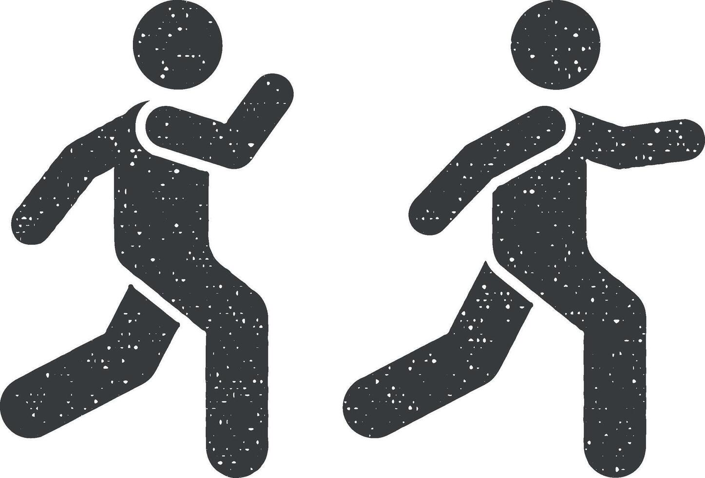 les enfants courir école élèves pictogramme icône vecteur illustration dans timbre style