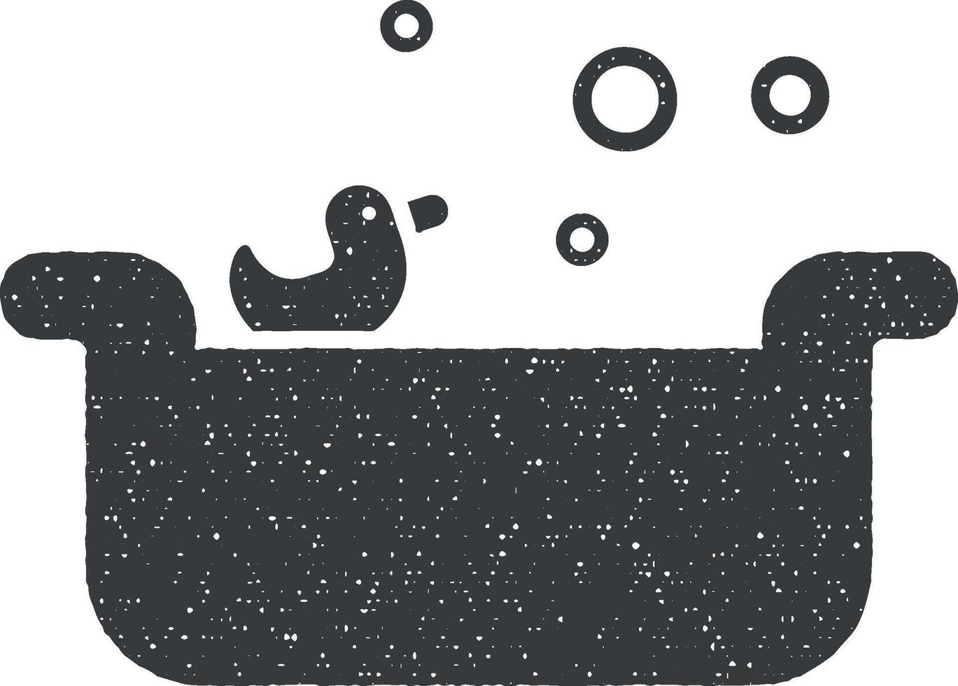 baignoire, douche, canard, jouet icône vecteur illustration dans timbre style