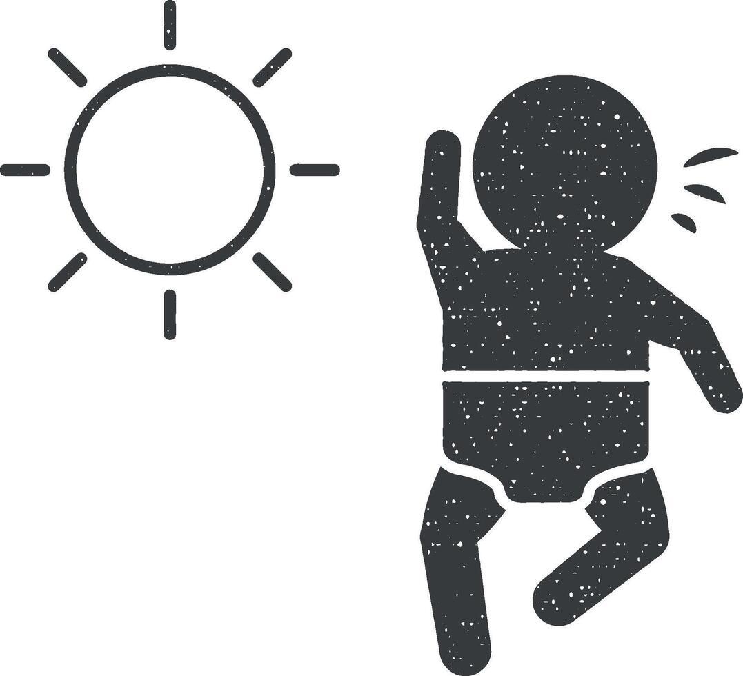 bébé, soleil, sensible icône vecteur illustration dans timbre style