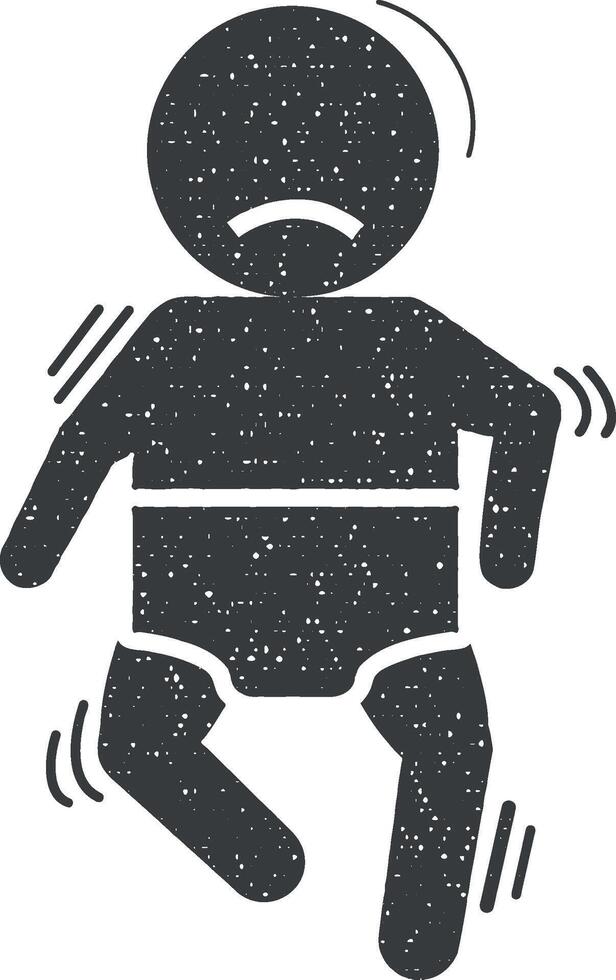 bébé, crampe, crise d'épilepsie icône vecteur illustration dans timbre style