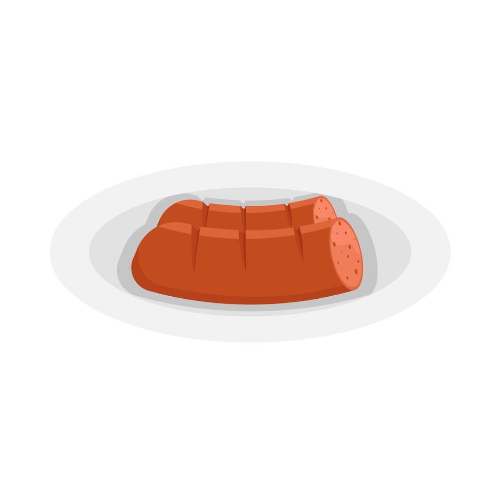 saucisse dans assiette illustration vecteur