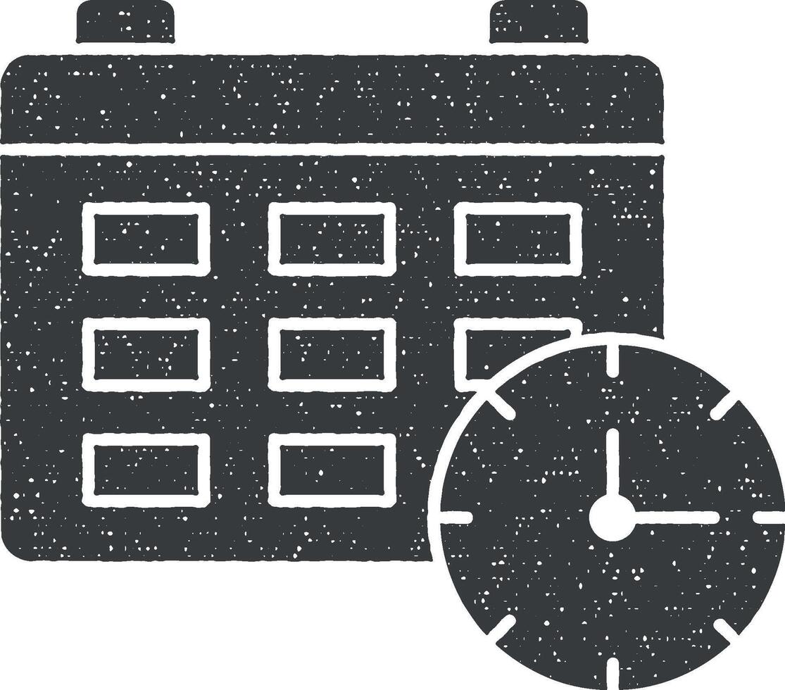 calendrier temps icône vecteur illustration dans timbre style