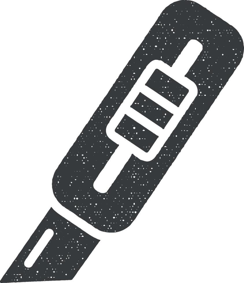 coupeur, outil icône vecteur illustration dans timbre style