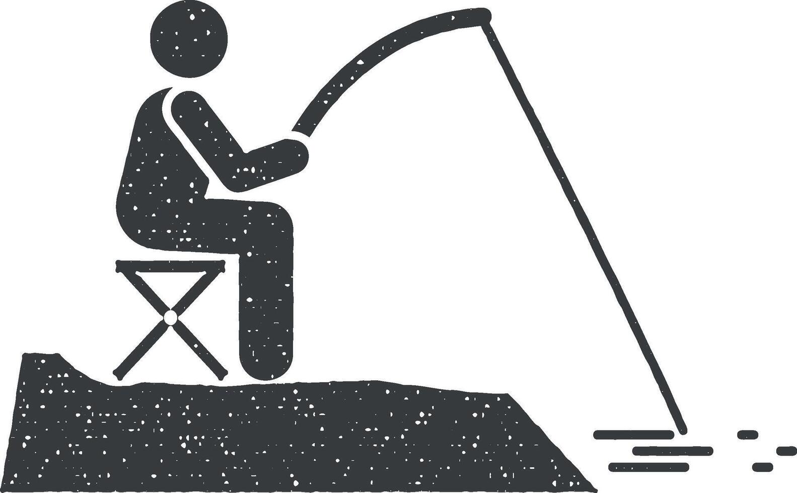 pêche, rivière icône vecteur illustration dans timbre style