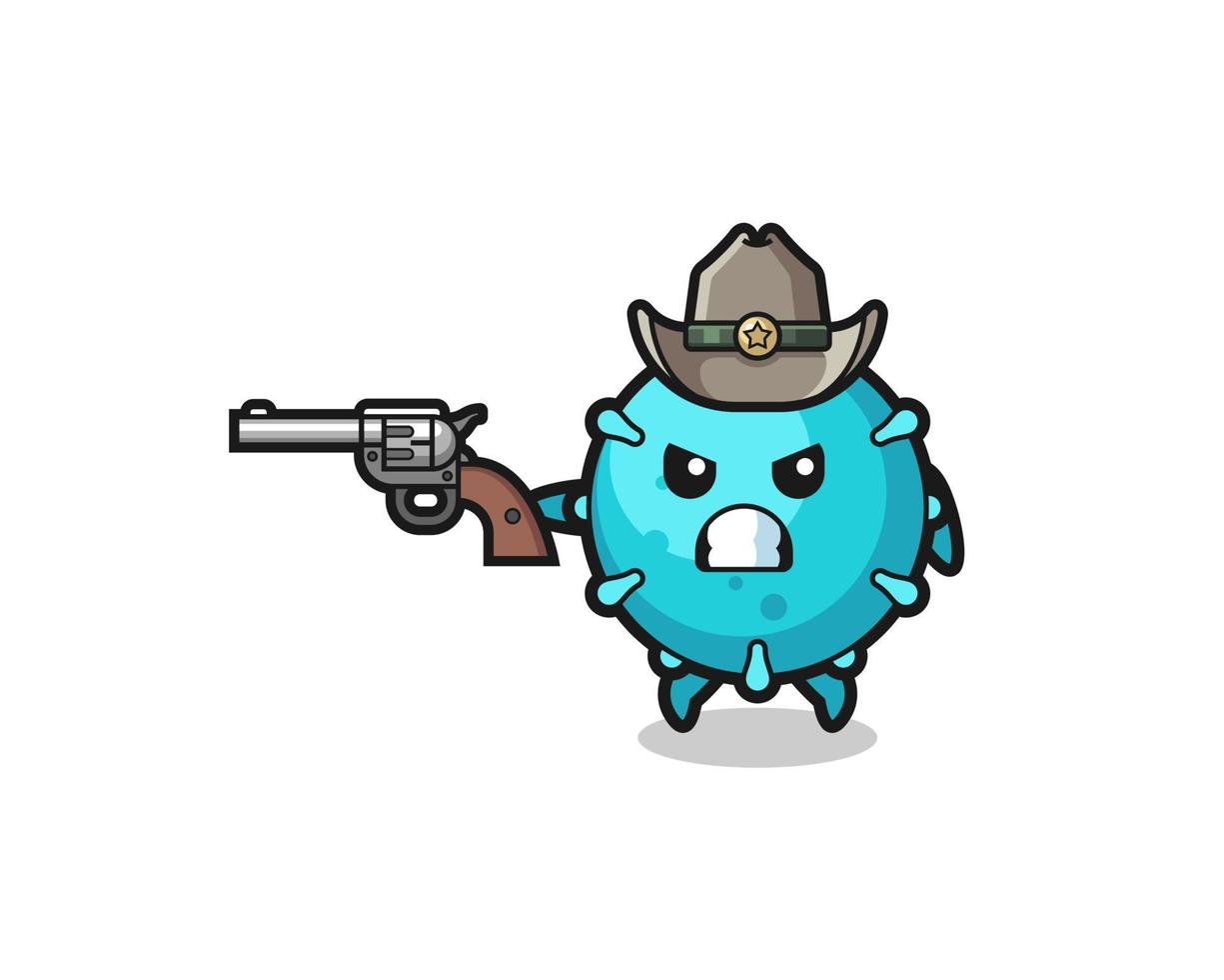 le cowboy du virus tire avec une arme à feu vecteur