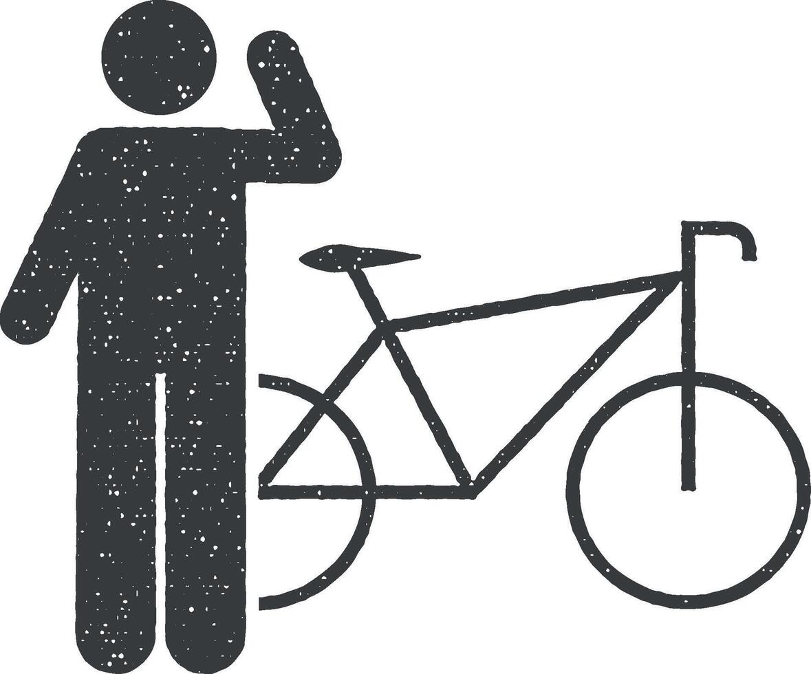 vélo, homme icône vecteur illustration dans timbre style