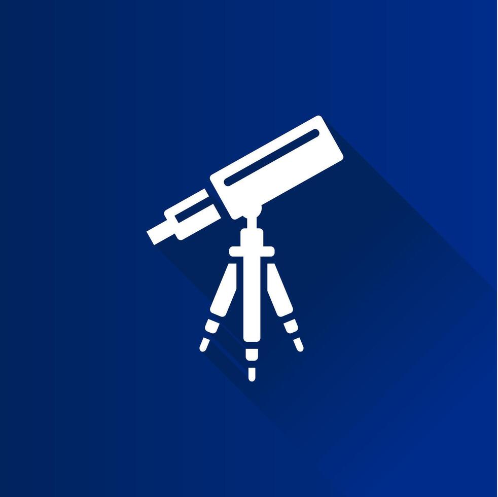télescope plat Couleur icône longue ombre vecteur illustration