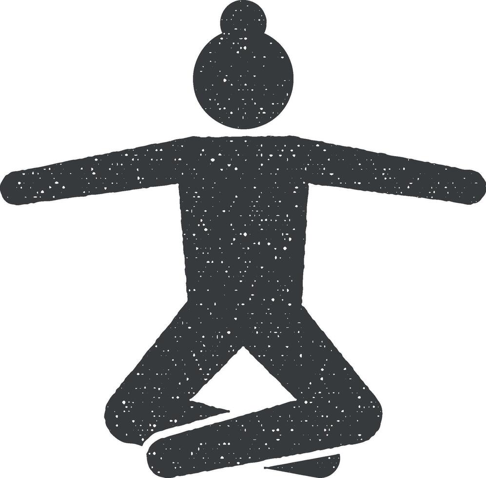 femmes, yoga, position icône vecteur illustration dans timbre style