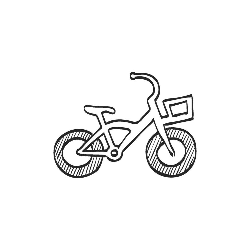 main tiré esquisser icône des gamins vélo vecteur