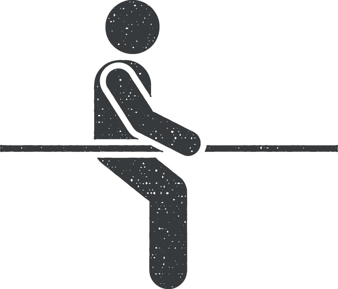 exercice homme Gym sport aptitude avec La Flèche pictogramme icône vecteur illustration dans timbre style