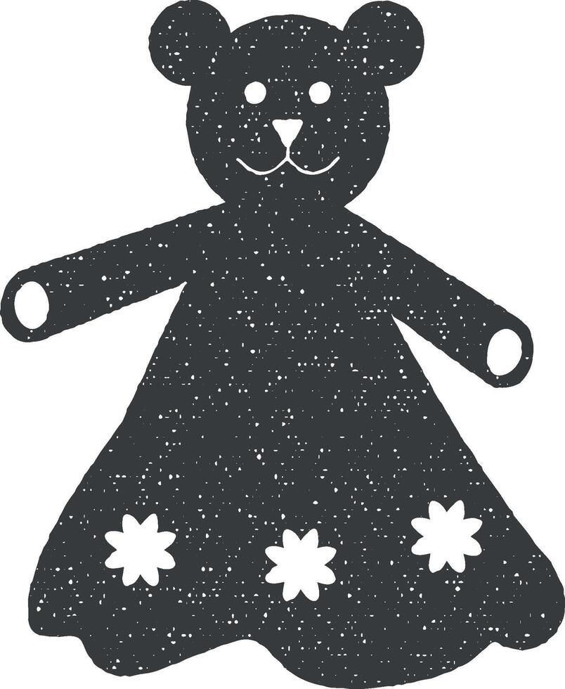 jouet ours dans robe vecteur icône illustration avec timbre effet