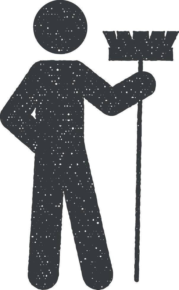 homme nettoyage vecteur icône illustration avec timbre effet