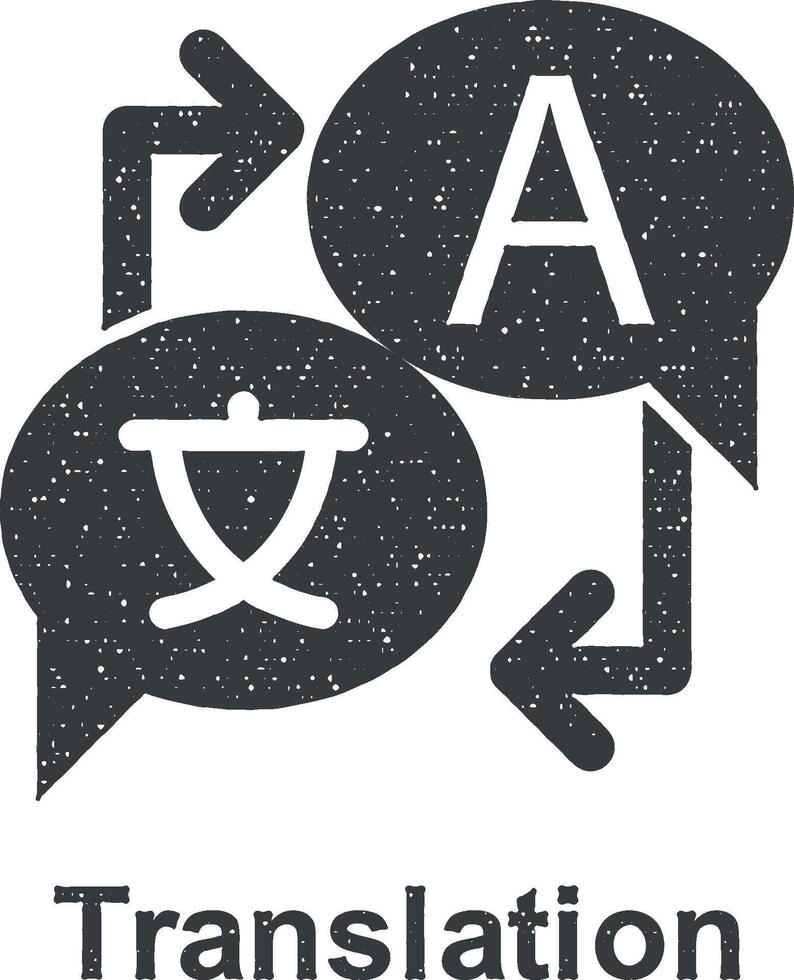 en ligne commercialisation, Traduction vecteur icône illustration avec timbre effet