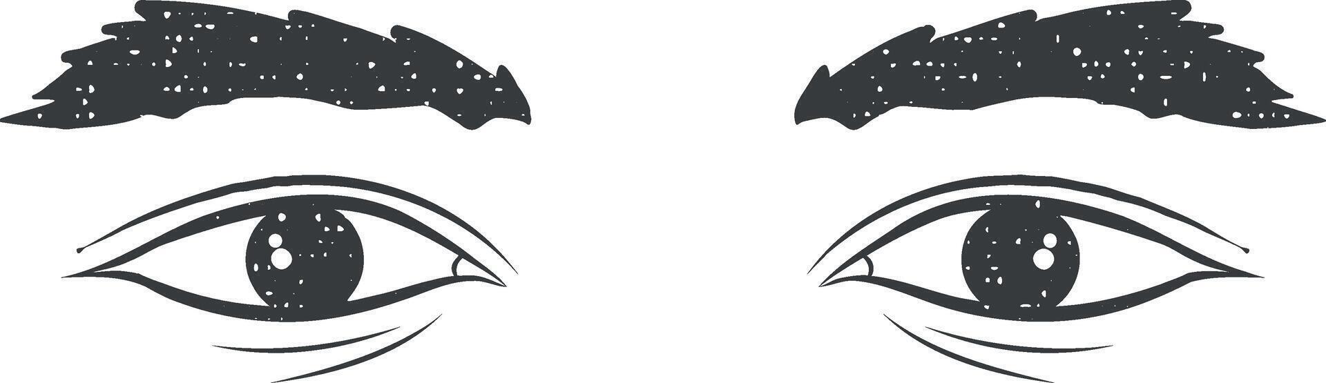 réaliste homme yeux noir et blanc vecteur icône illustration avec timbre effet