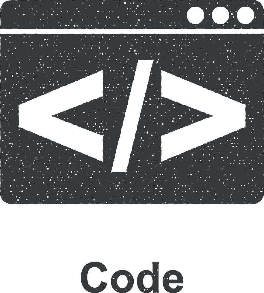 en ligne commercialisation, code vecteur icône illustration avec timbre effet
