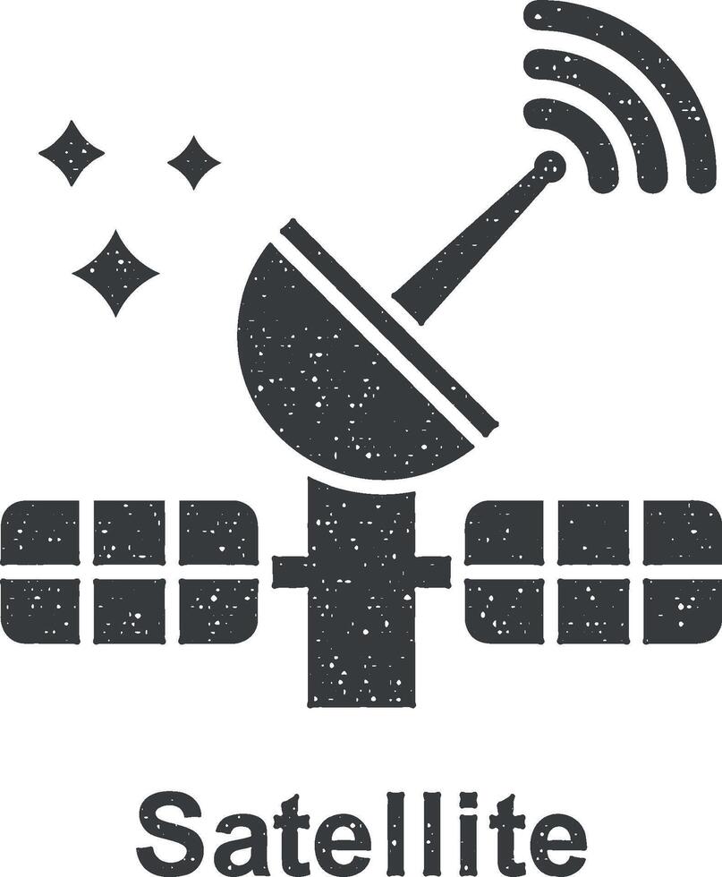 en ligne commercialisation, Satellite vecteur icône illustration avec timbre effet