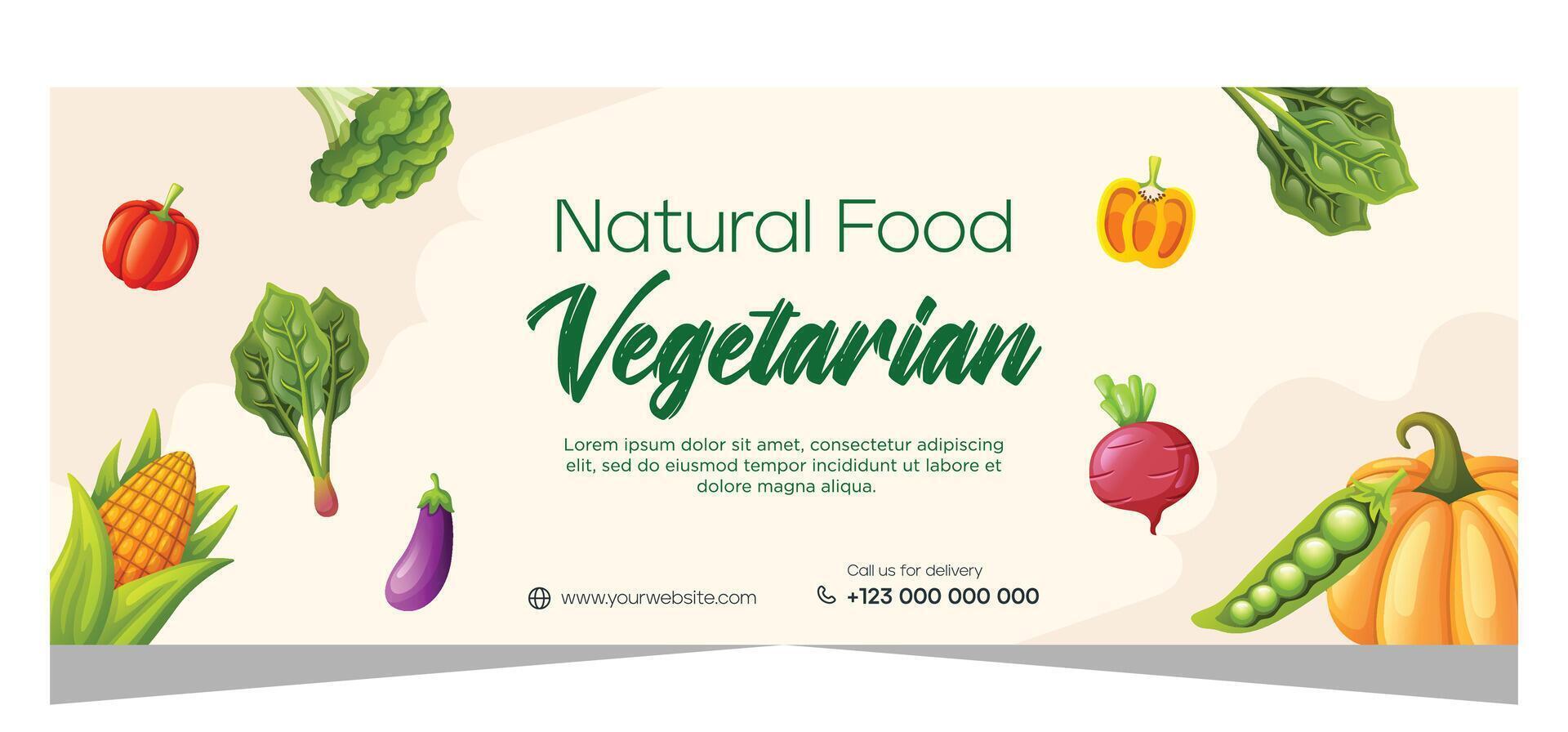 horizontal bannière modèle pour végétarien vecteur