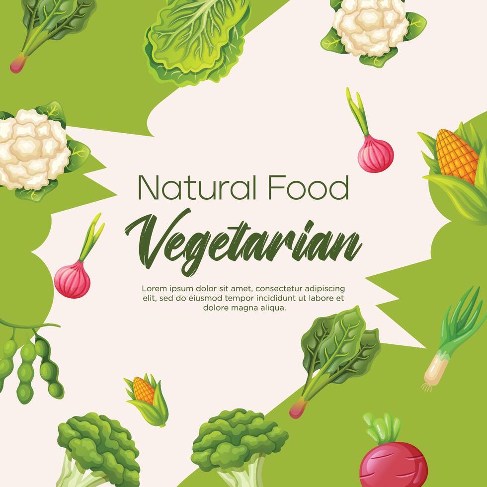 Publier modèle pour végétarien ou biologique produit vecteur
