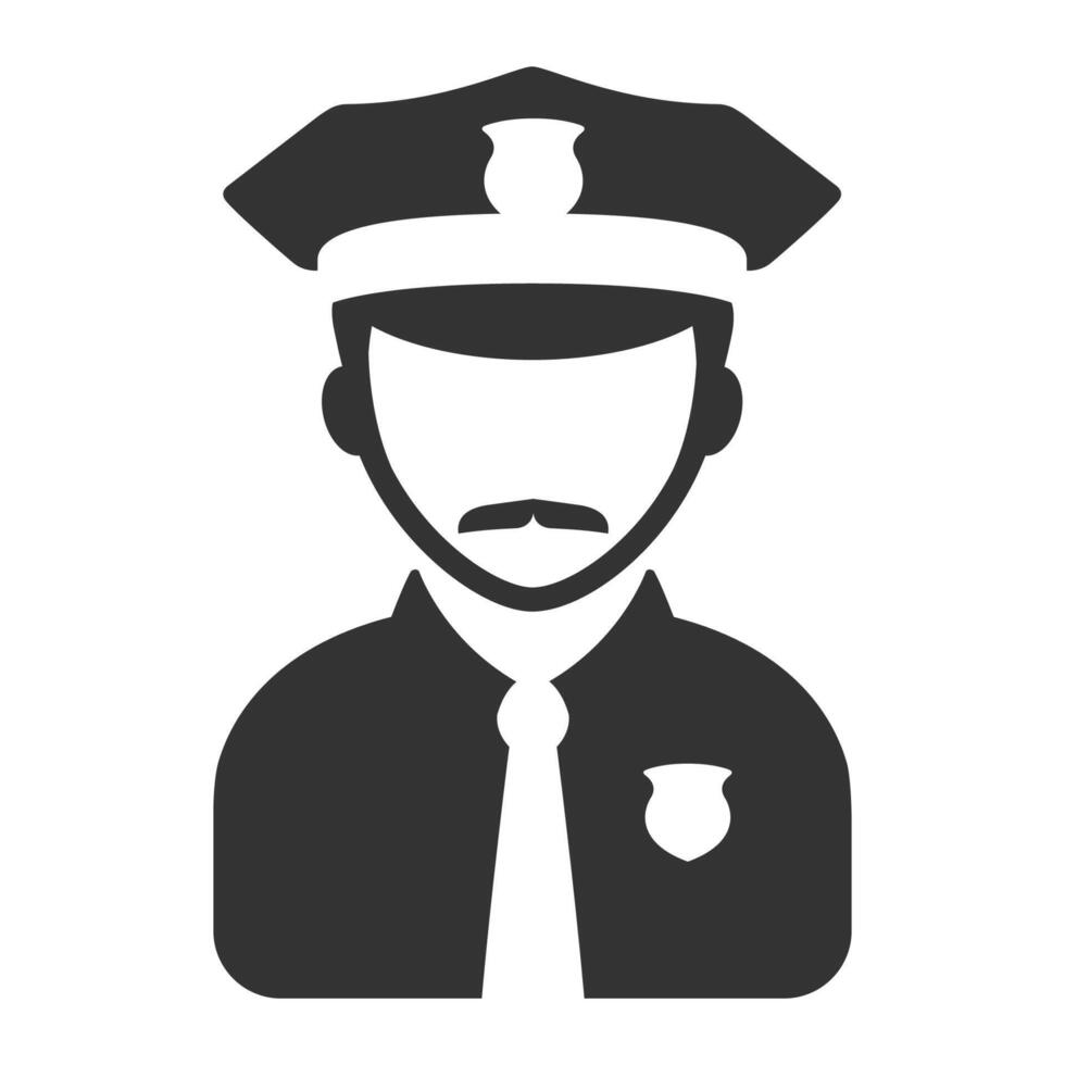 noir et blanc icône police avatar vecteur